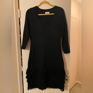 CALVIN KLEIN sweater dress with fringed bottom. Size M.